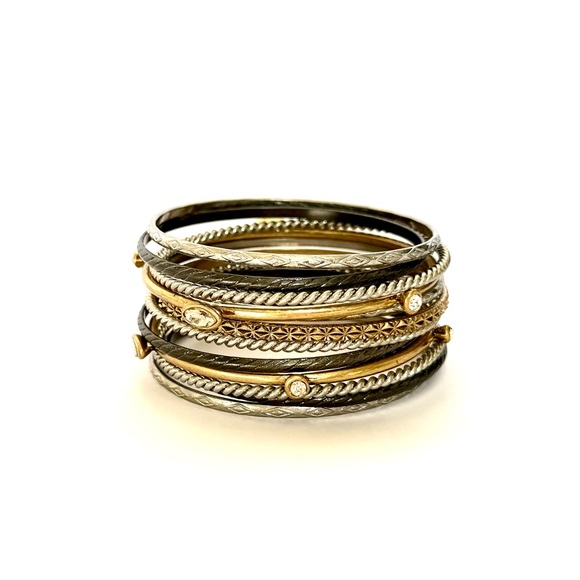 NEIMAN MARCUS Stackable Mixed Metal Bangle Set of 12 | NWT - Picture 5 of 9